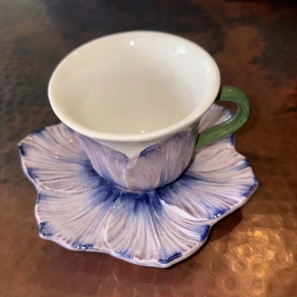 Vietri Viola Lavender 3” Cup & Saucer-Made In Italy